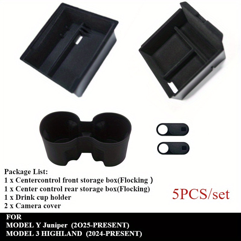 Center Console Storage Box with Flocked Interior for Tesla Model 3 and Model Y