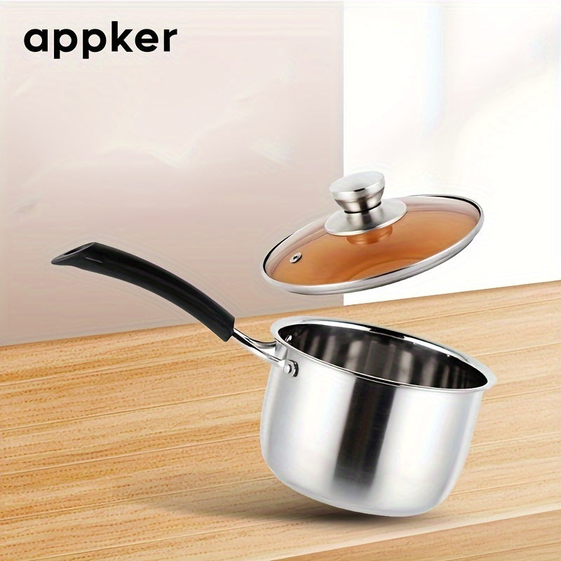 Stainless Steel Soup Pot with Glass Lid and Handle for Induction Cooking