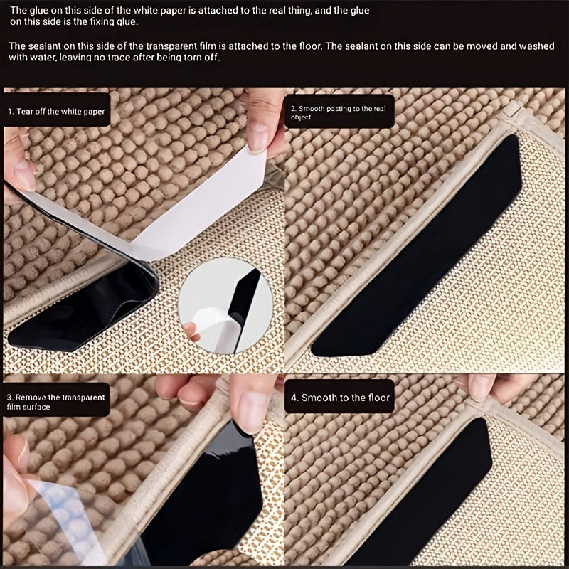 4-Pack Non-Slip Carpet Grippers 12.7x12.7cm Self-Adhesive Anti-Curling Tapes