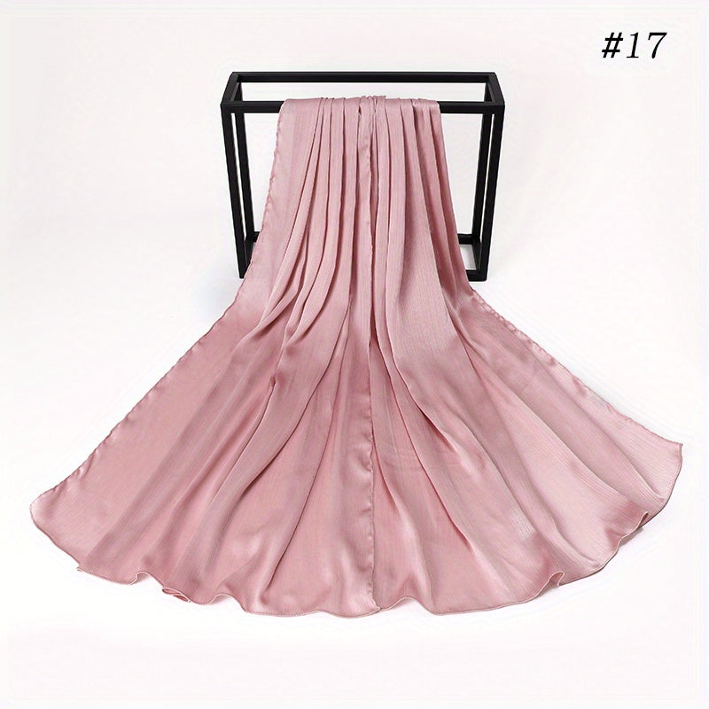 Wrinkled Satin Muslim Hijab Natural Fiber Lightweight Black