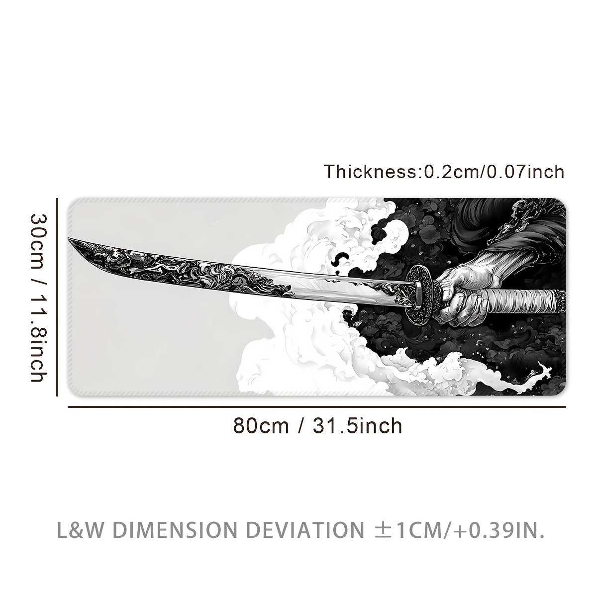 XL Gaming Mouse Pad Oblong with Sword Design Non-Slip Washable for eSports and Office