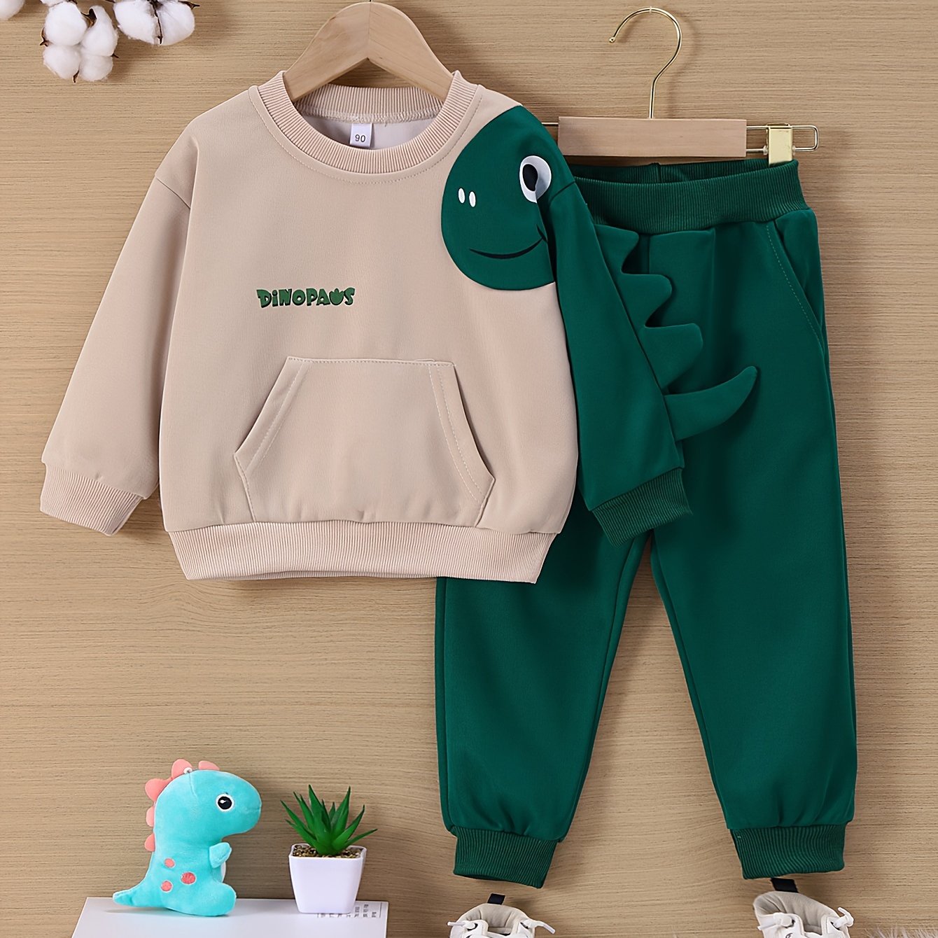 Kids Sweatshirt Set Long Sleeve Crew Neck Knit Fabric Fall Winter Breathable Warm Casual