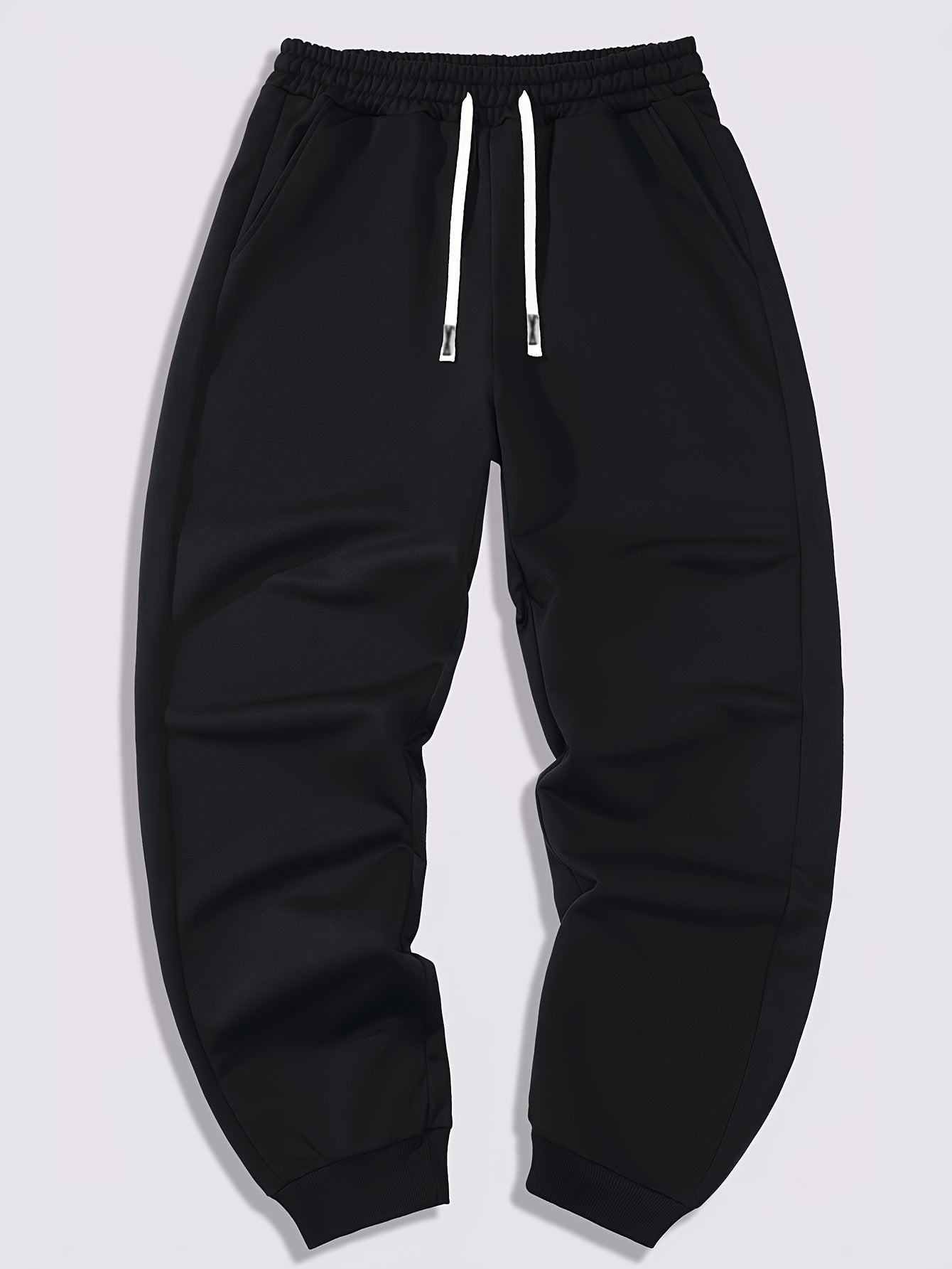 Men's Polyester Sweatsuit Set Hooded Sweatshirt and Joggers with Pockets Solid Color Regular Fit for Spring Fall