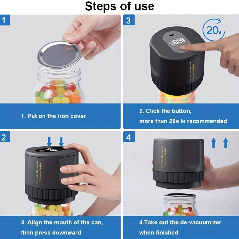 Sellador al vacío eléctrico para frascos Mason de boca ancha y estrecha, almacenamiento de alimentos, fermentación