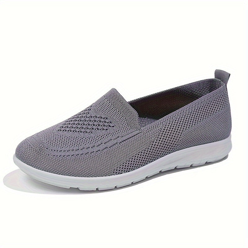 Women's Knit Sneakers - Lightweight Slip-On Breathable Mesh Gray