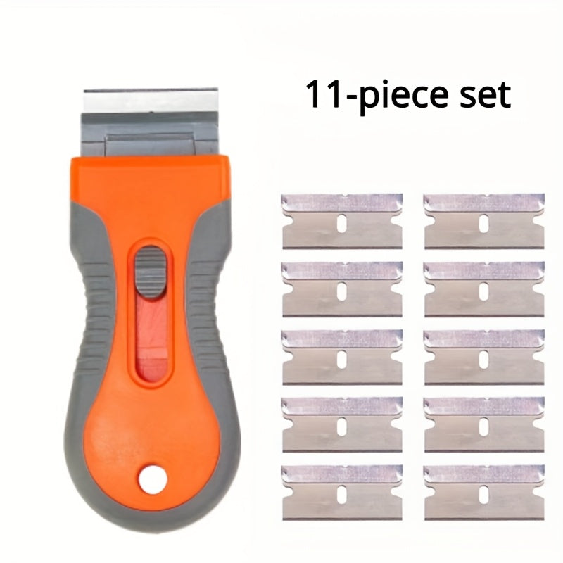 Handheld Razor Blade Scraper Tool with Extra Blades for Glass and Floor Cleaning