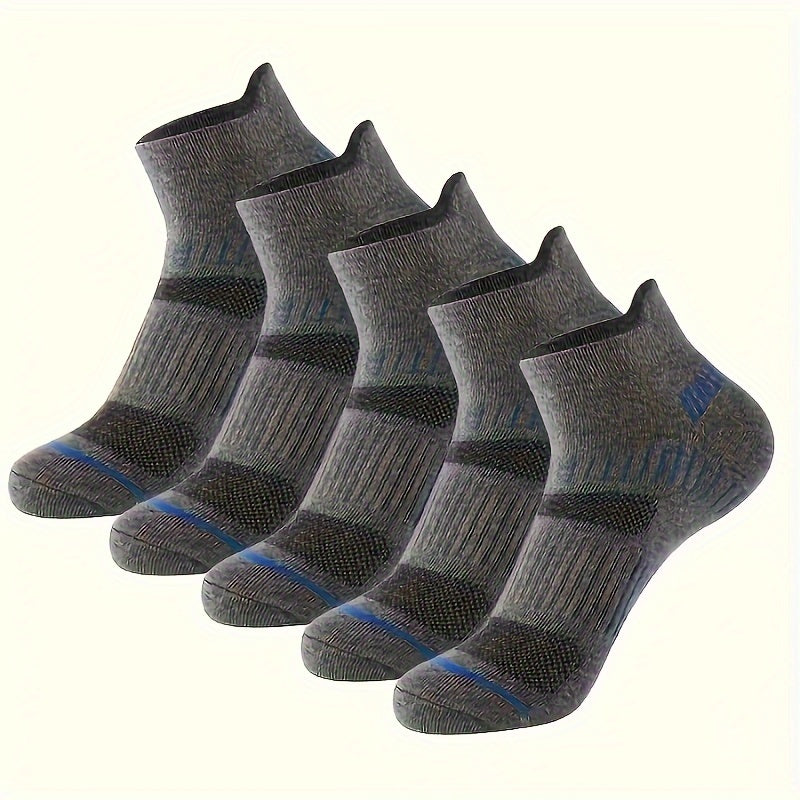 Men's Breathable Striped Ankle Socks 5 Pairs Fall Casual Hosiery