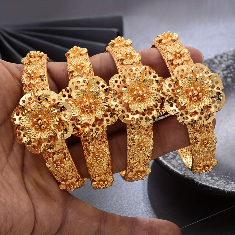 Gold-Plated Ethnic Open Bracelet for Brides and Women in Dubai Fashion