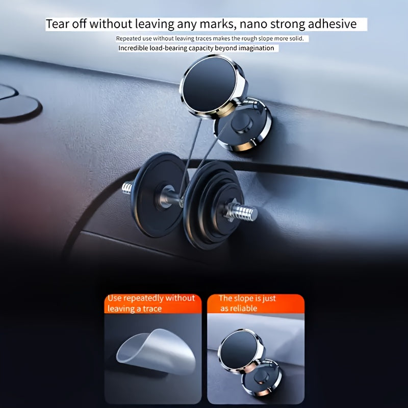 Magnetic Car Phone Holder Aluminum Alloy 360° Rotation Dashboard Mount
