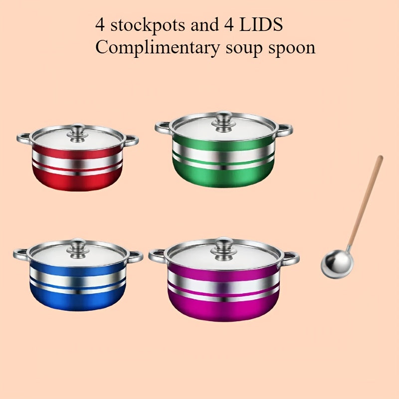 Set of 9 Stainless Steel Soup Pots with Lids for Induction and Gas Stoves