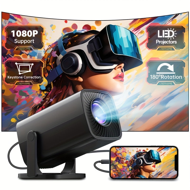 Mini proyector portátil negro soporte 1080P 3D para cine en casa uso con smartphone