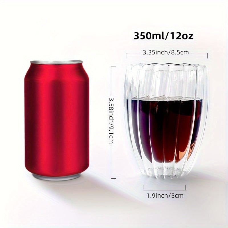 Double-Layer Heat-Resistant Glass Cups for Coffee Milk Cold Drinks 4 Pack