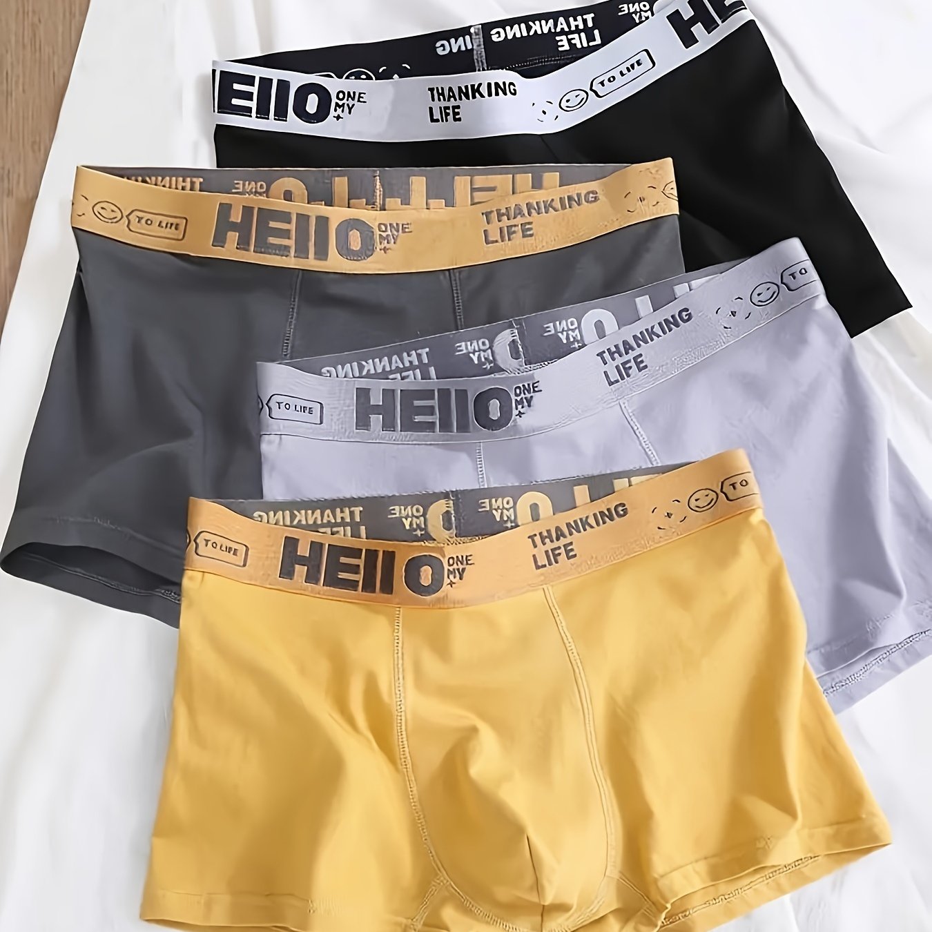 Men's Boxer Shorts 4 Pack Breathable Polyester Spandex Casual Comfortable Stylish