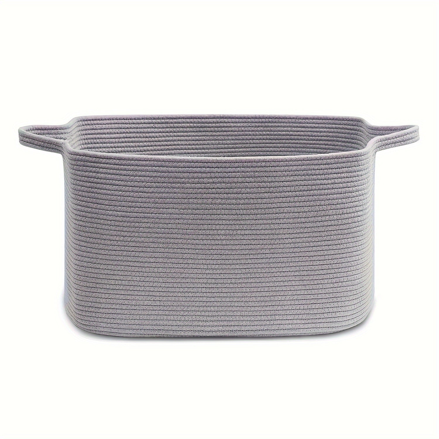 55L Kulrang Arqon To'qilgan Saqlash Savati Qo'llari Bilan - Bolalar uchun ko'p maqsadli o'yinchoq tashkilotchisi, kir, yashash xonasi, bolalar xonasi va yotoqxona - Mustahkam linen aralashmasi, 48.01 sm x 34.04 sm x 11, to'shakka joylashadigan saqlash.