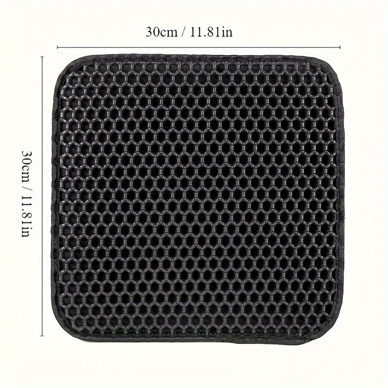 Dual-Layer EVA Cat Litter Mat Waterproof Non-Slip Gray Perforated Guard