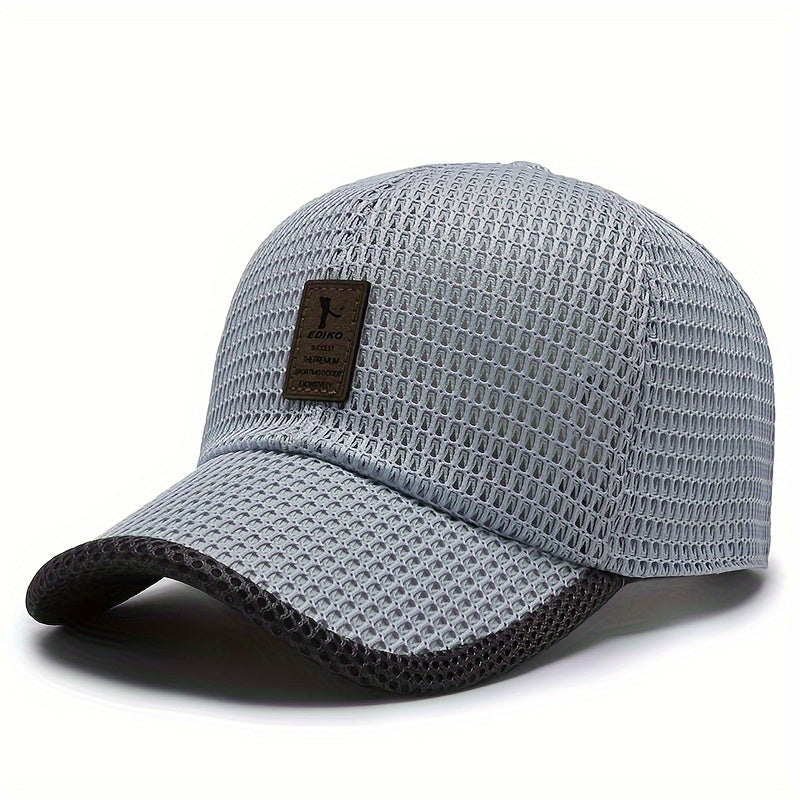 Gorra de béisbol de malla transpirable para deportes al aire libre, textil trenzado, negro