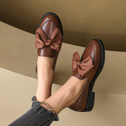 Women's Loafers Bowknot Slip-On Round Toe Flats Solid Color All-Season Comfort