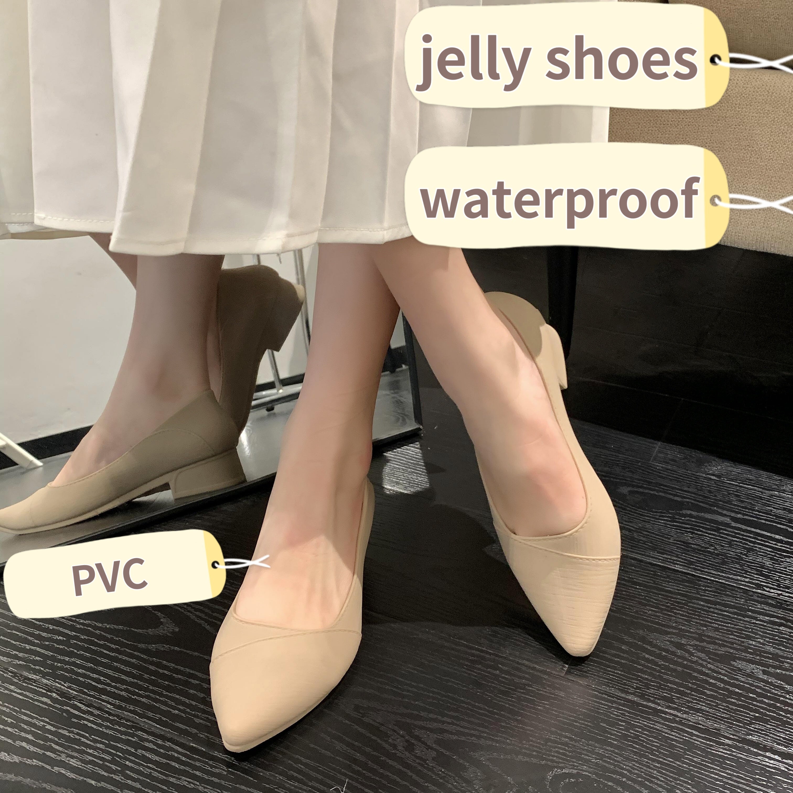 Women’s Solid Color Chunky Heels Casual Point Toe Slip-On Pumps