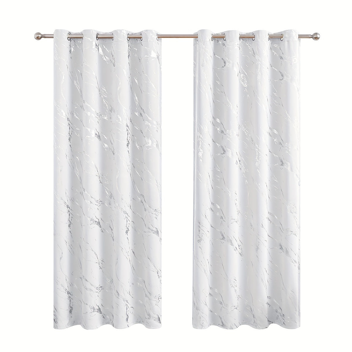 Blackout Curtains Set of 2 Modern Marble Pattern UV Protection Polyester for Living Room Bedroom