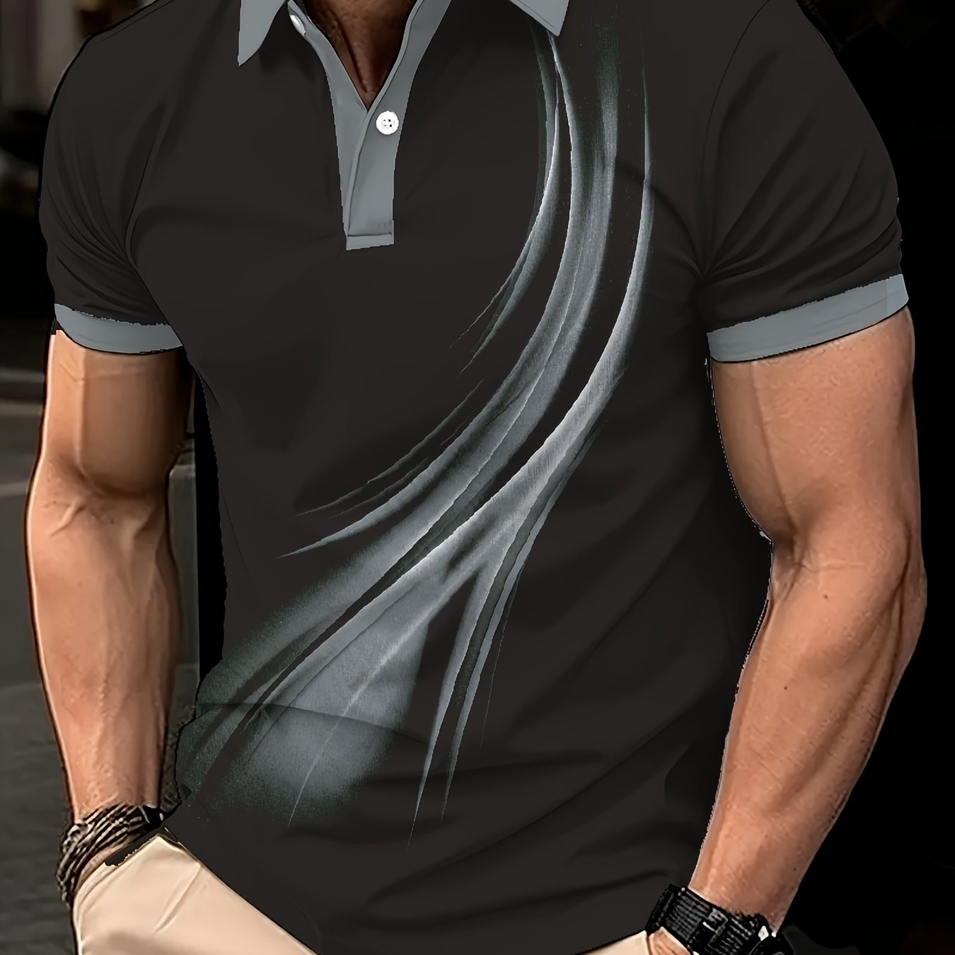 Plus Size Men's Short Sleeve Geometric Print Shirt for Summer Casual Wear