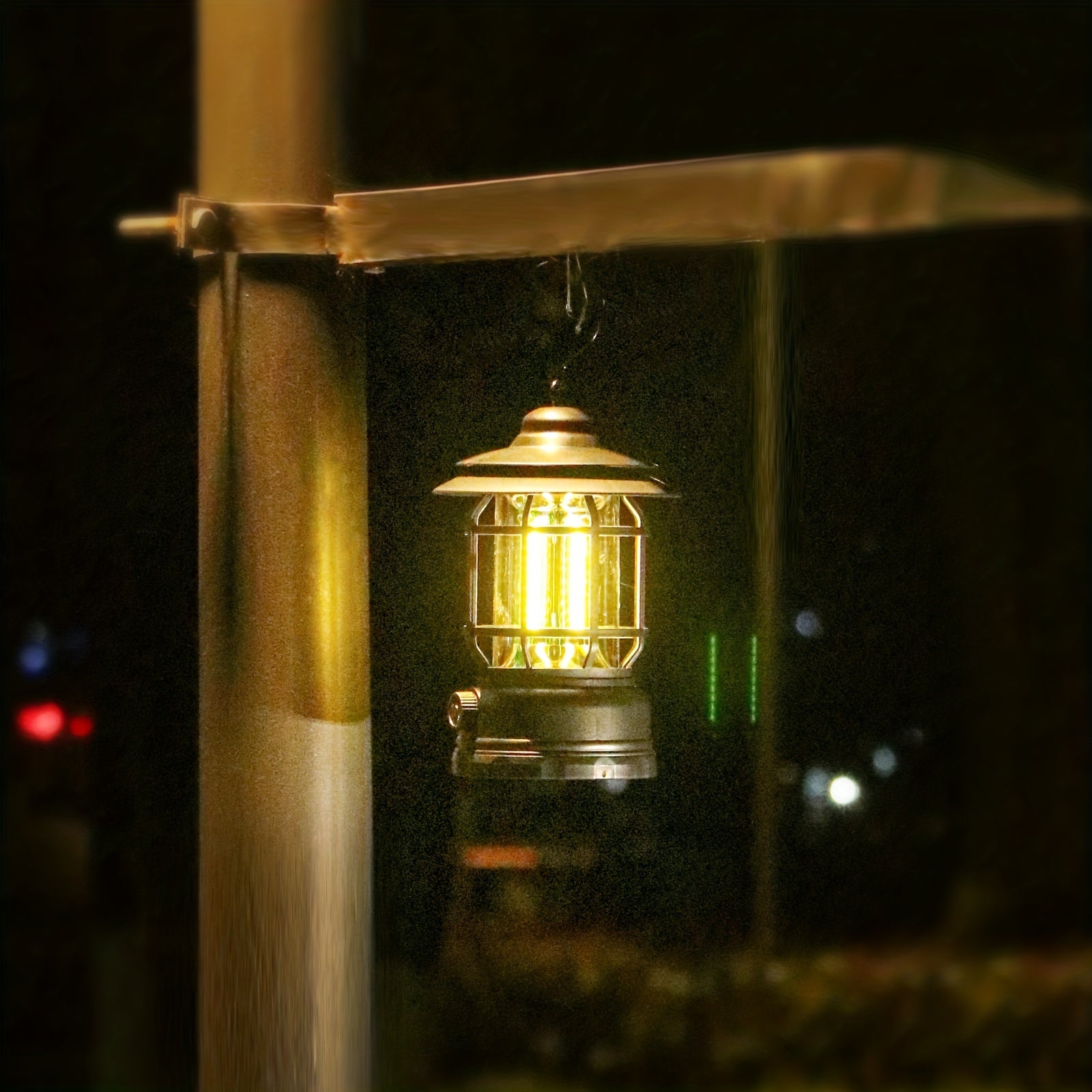 Linterna LED de camping exterior con diseño retro regulable y batería recargable