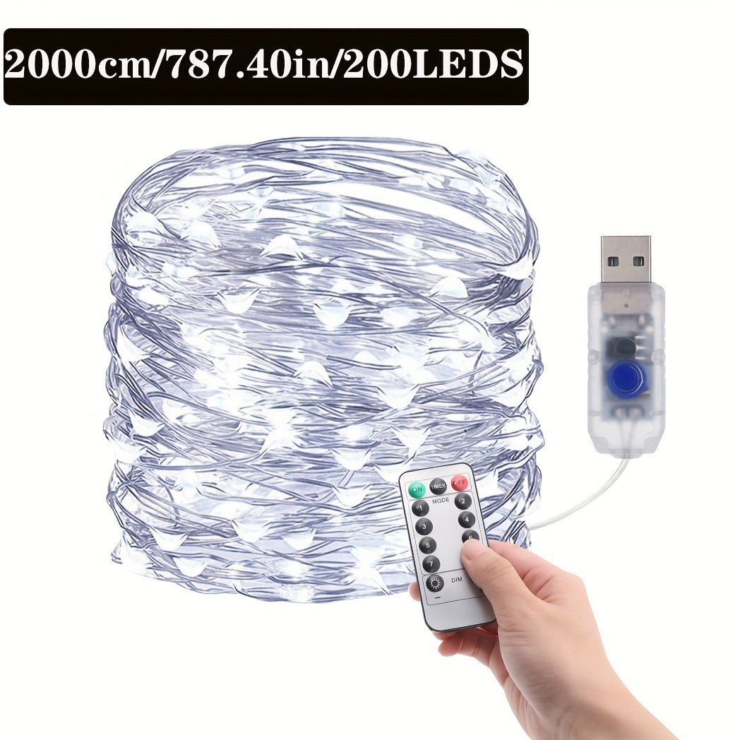 Светодиодная гирлянда из серебряного провода с USB доступна в длинах 5 м, 10 м и 20 м.