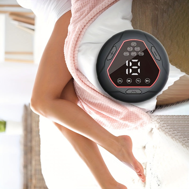 Portativ doira shaklidagi mushaklarni bo'shatuvchi massaj mashinasi, butun tana uchun USB orqali zaryadlanadigan batareyaga ega.