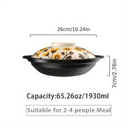 Floral Ceramic Clay Pot 1 Piece, Heat-Resistant, Explosion-Proof Stew Pot for Soup and Stew