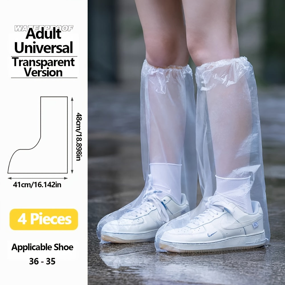 4Pcs Disposable Rain Boot Covers Waterproof Slip-Resistant Shoe Protectors