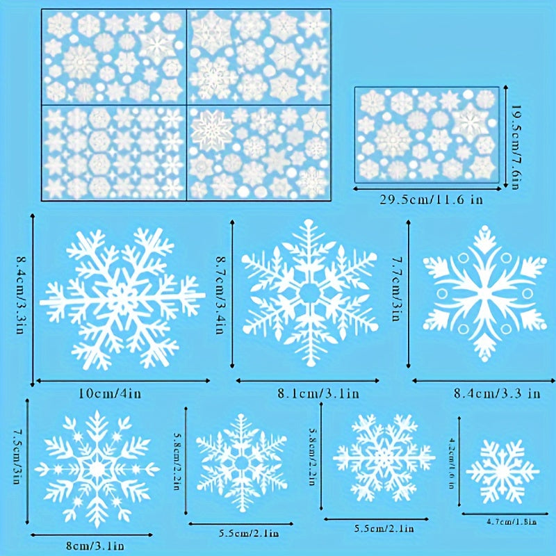 137 Christmas Snowflake Window Clings PVC Static Stickers for Glass Winter Decor