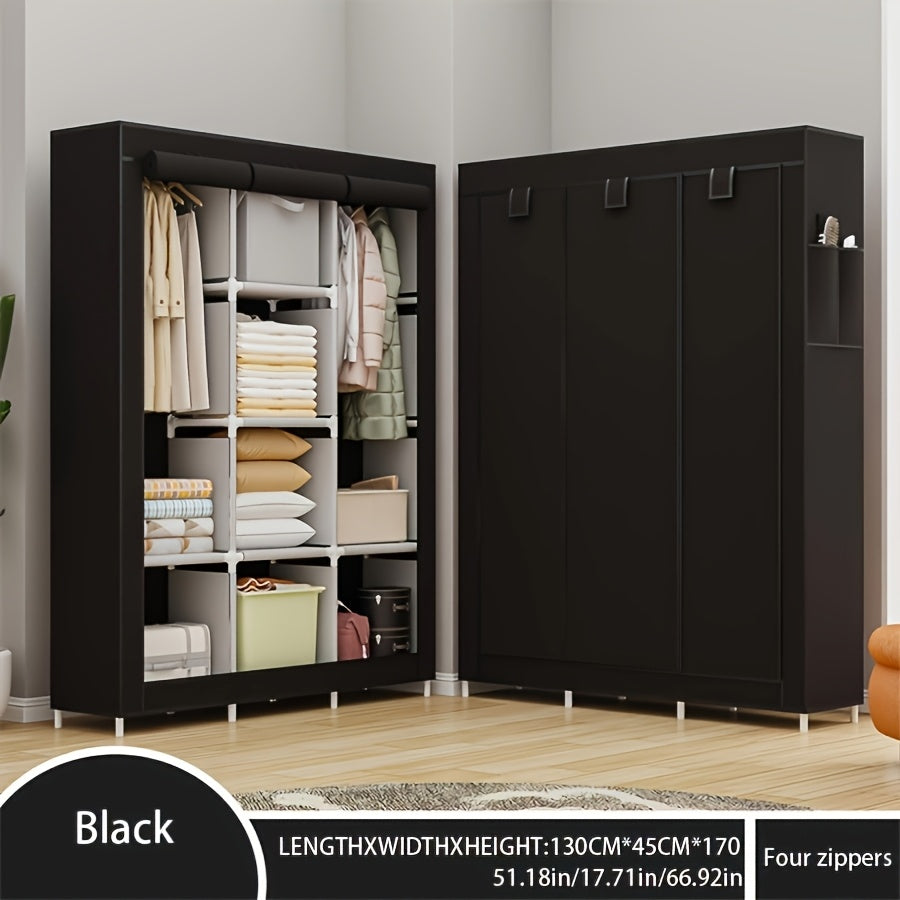 Шкаф с регулируемыми полками - современный дизайн, легкая сборка, многофункциональное решение для хранения в спальне и доме, ширина 129,54 см x высота 170,18 см