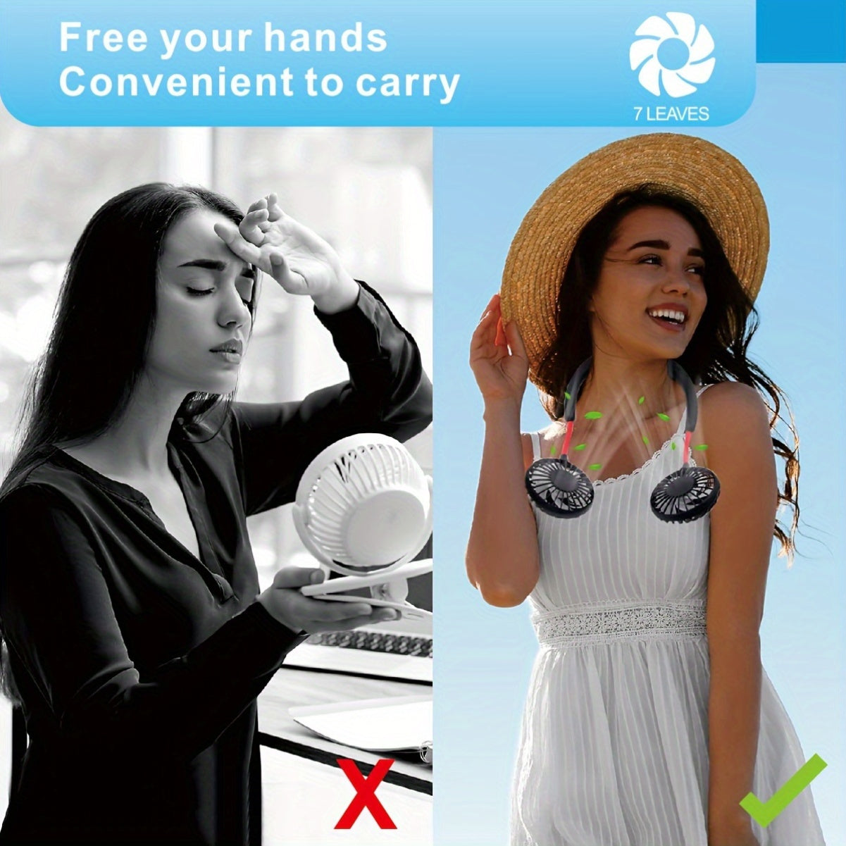 360° Портативный вентилятор с функцией высокой скорости и перезаряжаемой литиевой батареей, изготовленный из пластика, поставляется с несколькими компонентами для охлаждения, идеален для использования в помещении и на улице, USB перезаряжаемый.