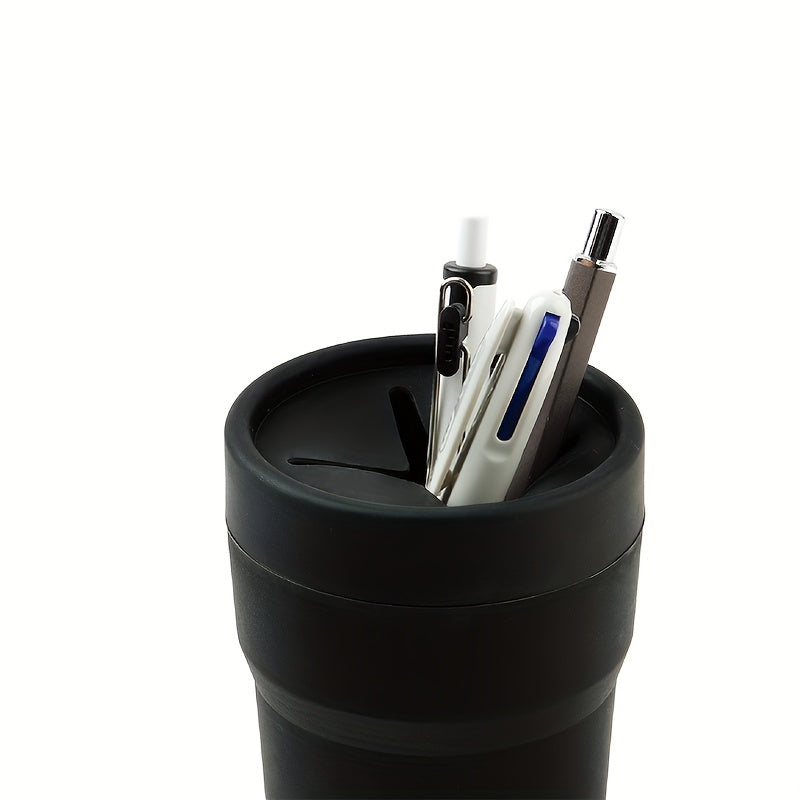 Universal Plastic Car Trash Can Circular Cross-Shaped with Lid and Pen Holder