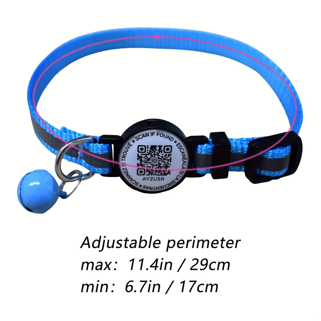 Reflective QR Code Pet Collar for Cats and Small Dogs High Visibility Night Anti-Lost Striped Polyester