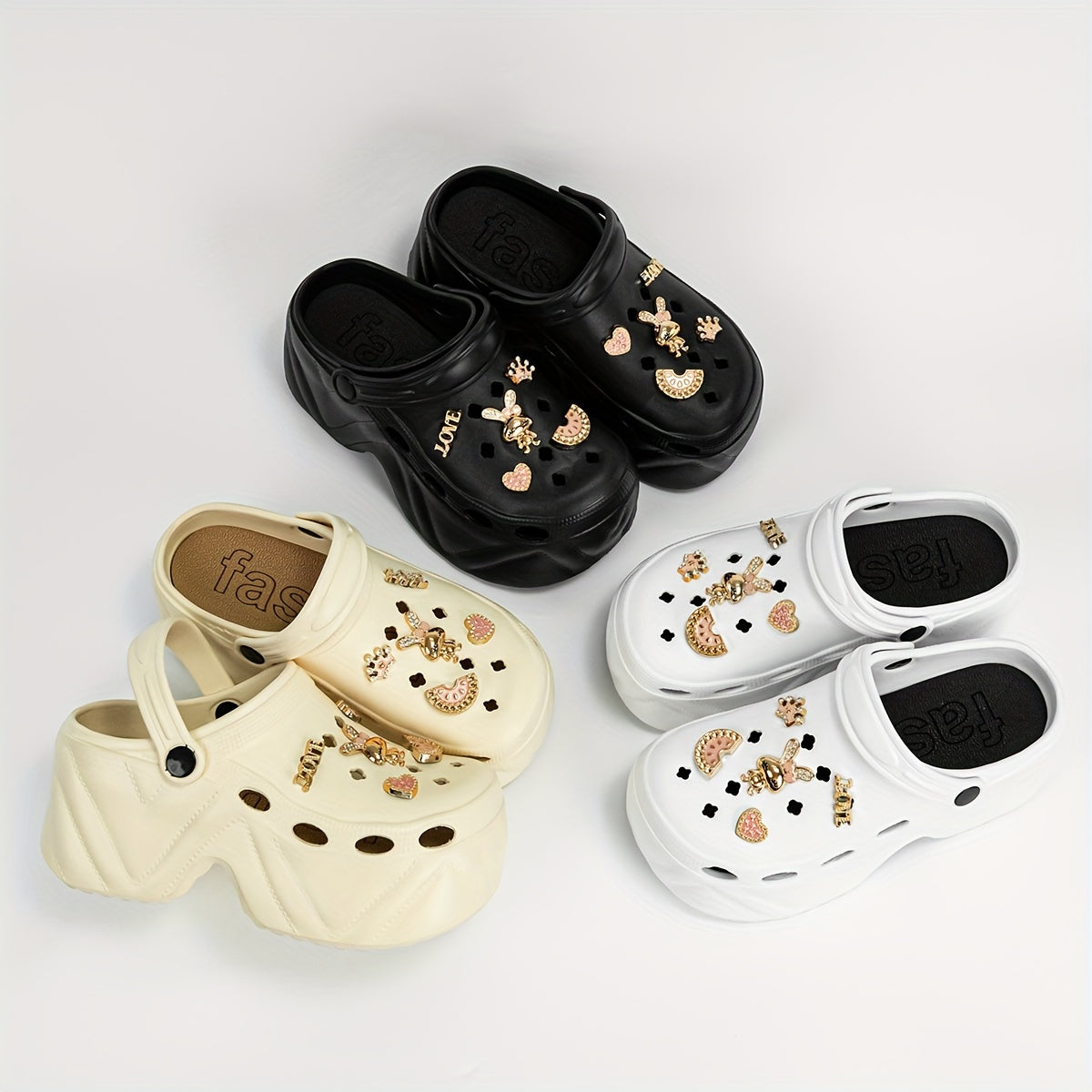 Women's Watermelon and Rabbit Charms Platform Clogs EVA Sandals