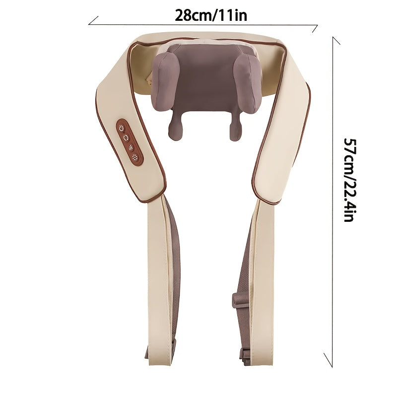 6D Kneading Neck and Shoulder Massager with 6 Nodes, USB Rechargeable Deep Tissue Therapy