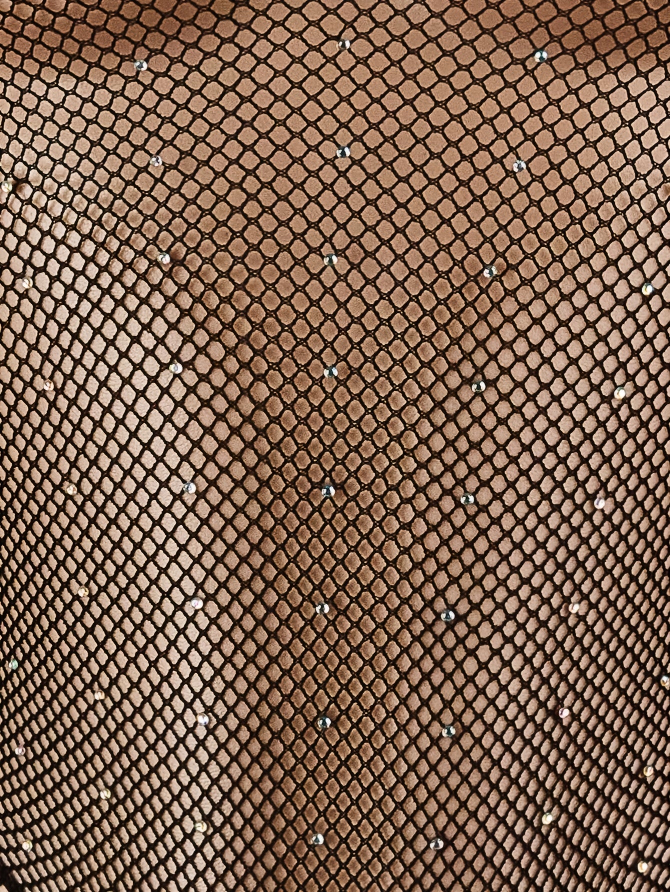 Women's Black Mesh Rhinestone Bodysuit with Vertical Print High-Stretch Nylon for Adults