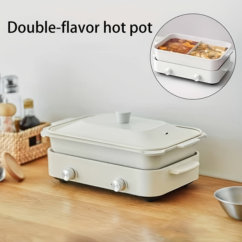 Elektr hot poti 2-zonal mustaqil harorat nazorati va Yevropa standarti rozetkasi bilan, 220-240V quvvat manbai, oson tozalash uchun ajraladigan.