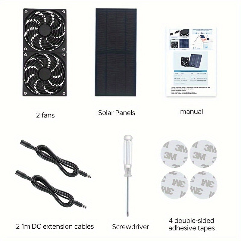 Remote Controlled Solar-Powered Dual Exhaust Fan for Pets and Coops