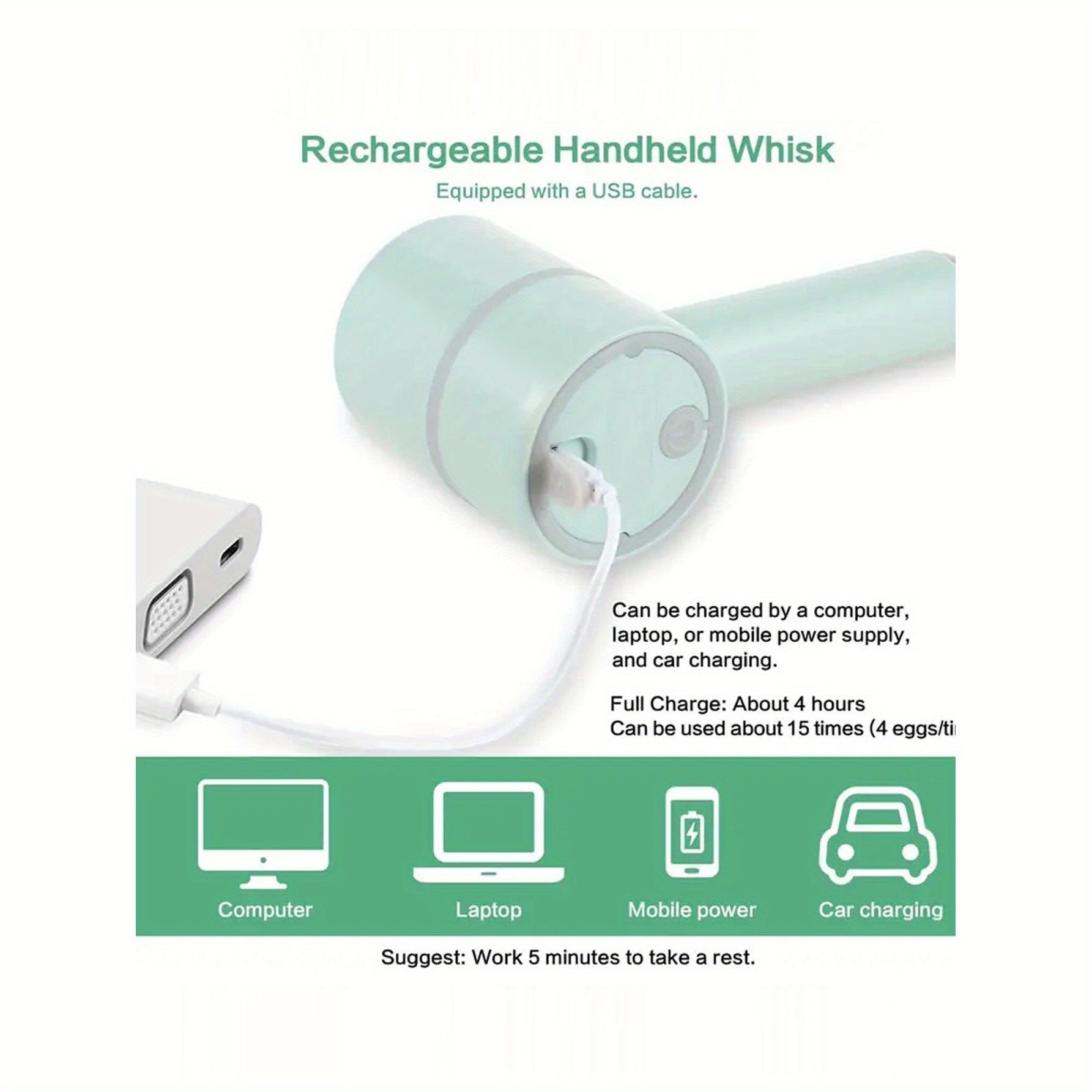 Cortador eléctrico multifunción con carga USB, 3 cuchillas afiladas, para ajo, pimientas, huevos y crema