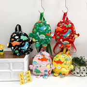 Cute Cartoon Dinosaur Nylon Backpack for Kids with Adjustable Straps and Zipper Closure