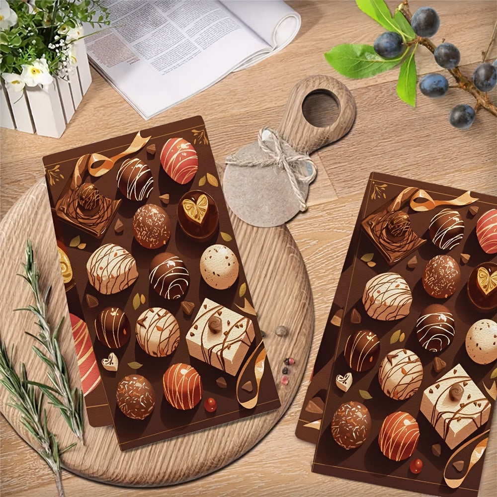 Juego de 2 toallas de cocina ultra suaves 40x60cm con trufas de chocolate gourmet