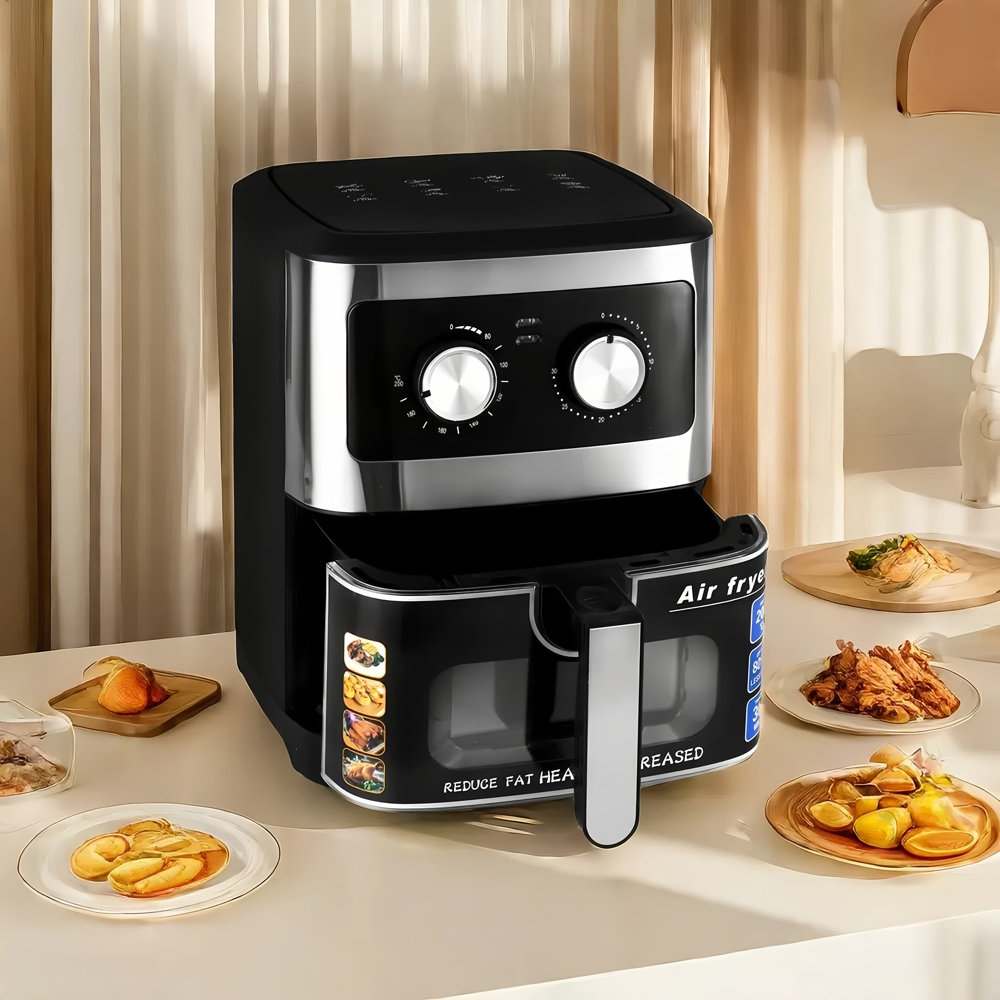 Multi-Function Electric Air Fryer with Observation Window 220-240V Black