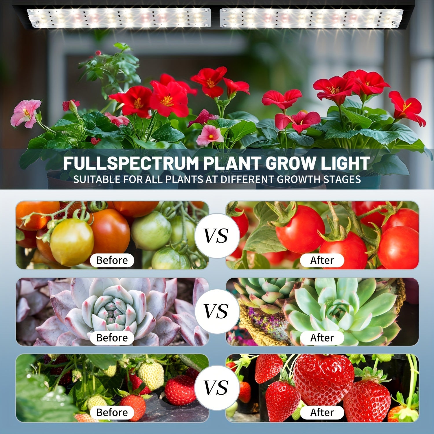 Indoor Plant Grow Light with 160 Dimmable LEDs Full Spectrum Timer 3 Modes
