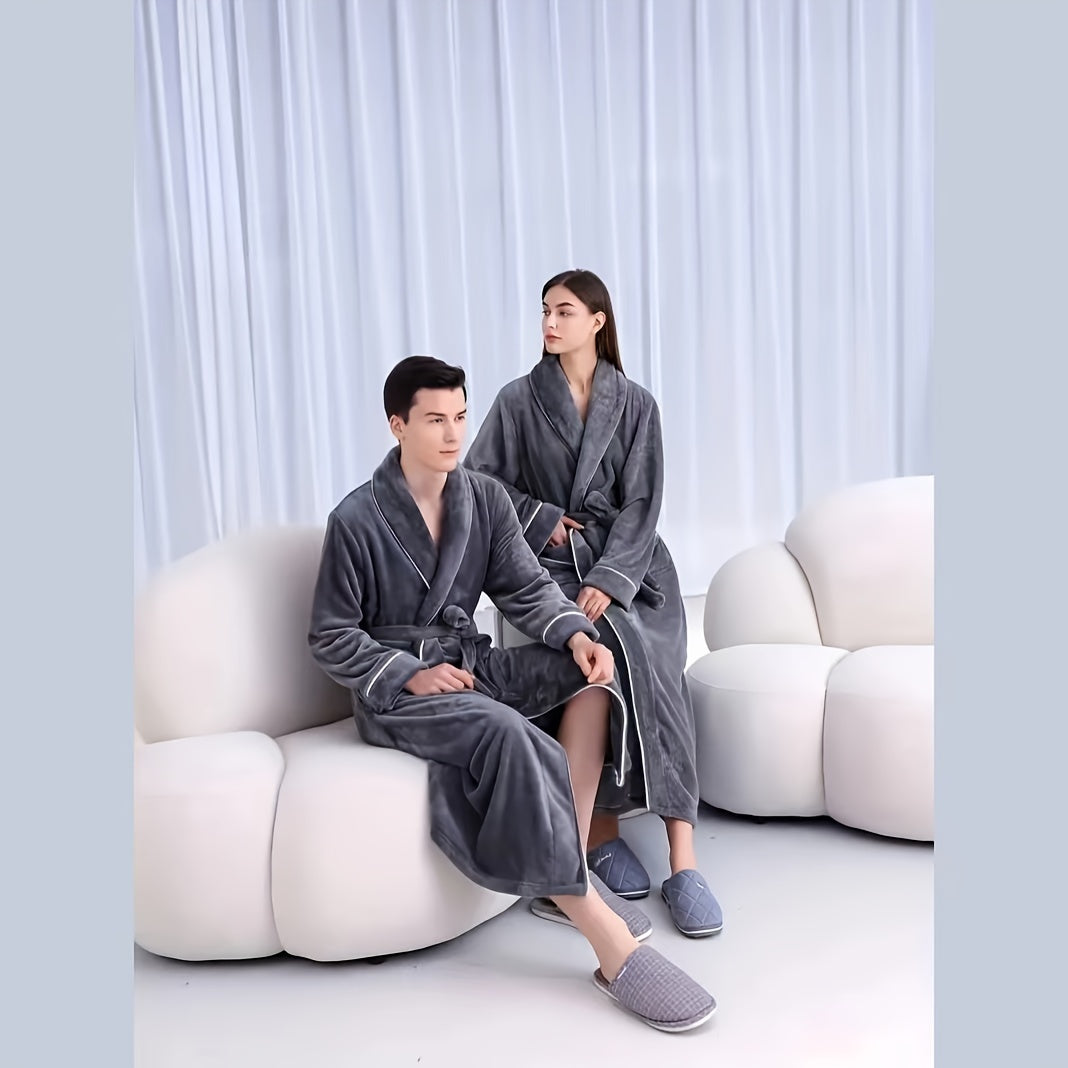 Unisex Plaid Bathrobe Soft Comfortable Modern Knit Fabric 300g Polyester Towel Theme