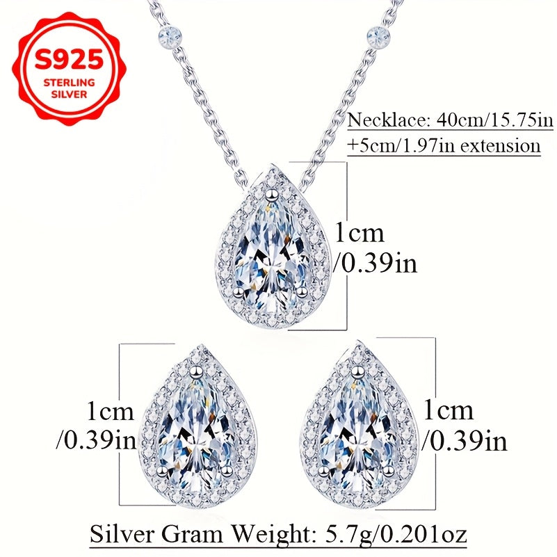 Eng yaxshi tanlov - 925 sterling kumushda elegant suv tomchisi shaklidagi kubik zirkoniya bilaguzuk va quloq uzuklari to'plami - gippoallergen va qizlar, ayollar, tug'ilgan kunlar, bayramlar, prom kechalari va kundalik kiyimlar uchun mukammal