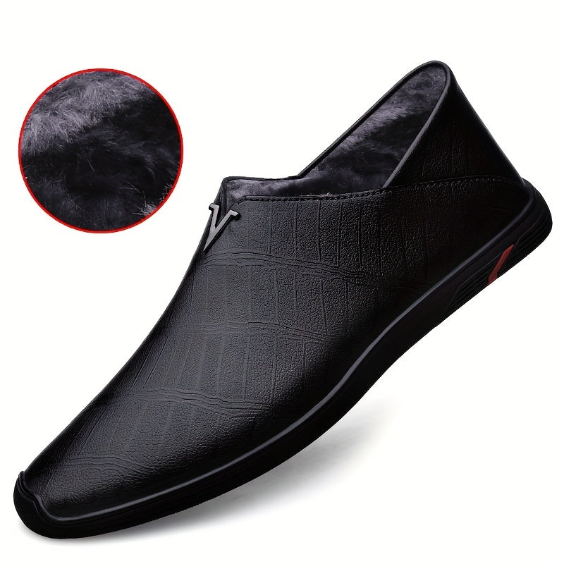 Erkaklar uchun qulay PU teridan yasalgan, sirpanmaydigan, kiyish oson poyabzal.