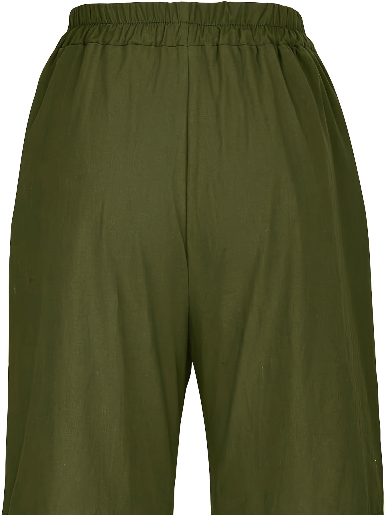 Women's Wide-Leg Bermuda Shorts Elastic Waist High-Waisted Solid Summer Casual