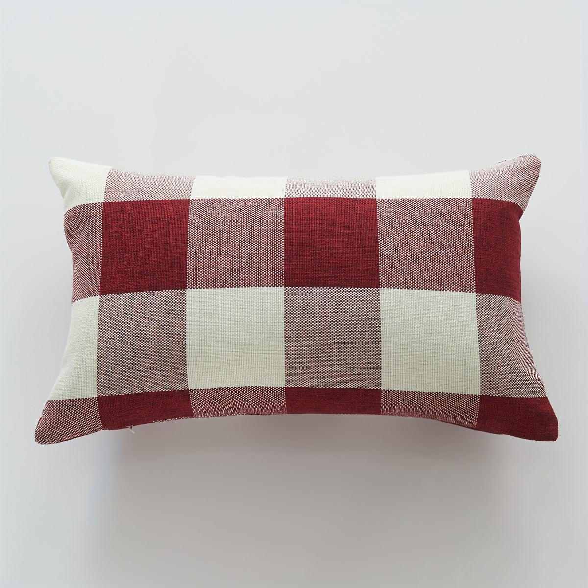 Funda de cojín de lino y algodón bohemio con cuadros tejidos y rayas 50x30cm, cojín lumbar