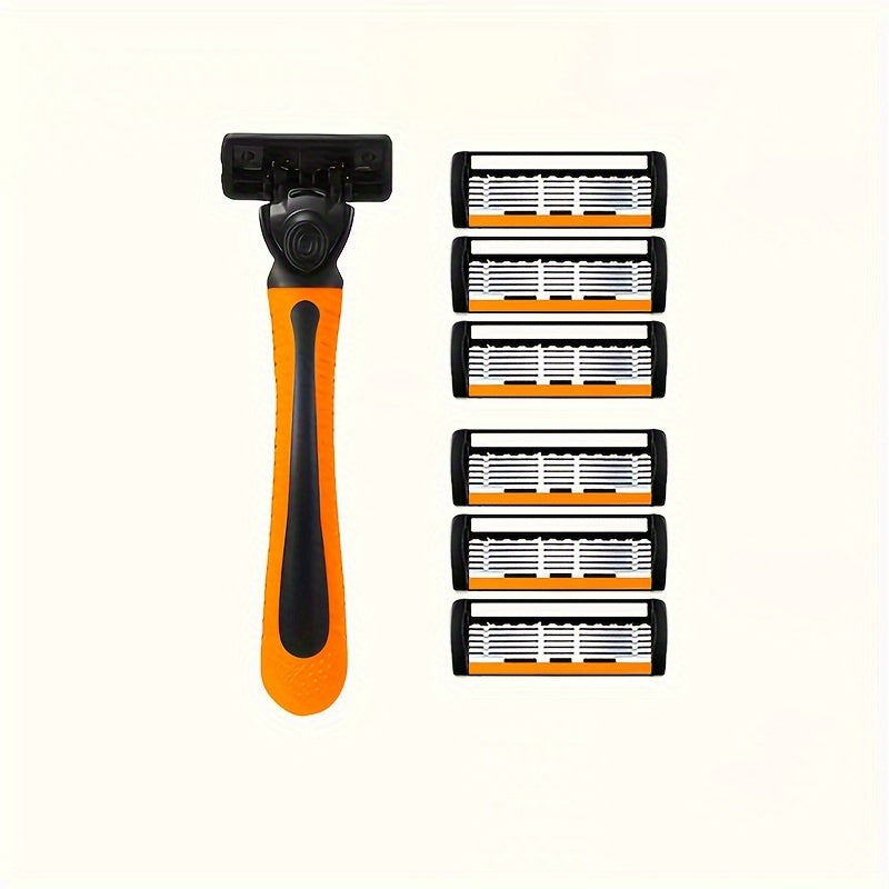 Men's Safety Razor Set with Non-Slip Metal Handle and Sharp Blades for Beard and Mustache Grooming